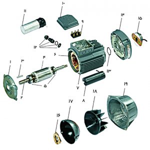 شماتیک الکتروموتور تکفاز دو خازن موتوژن
